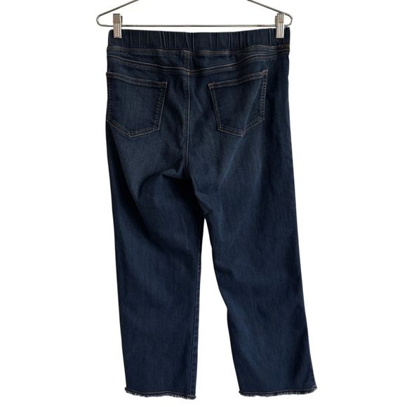 Eileen Fisher Frayed Hem Pull-On Ankle Jeans, Dark Wash, Size S - Picture 6 of 8